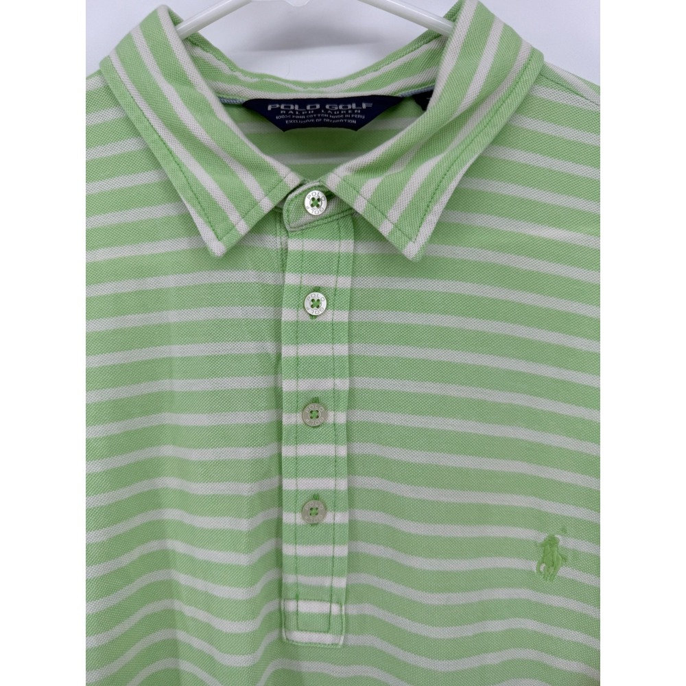 Polo Golf‎ Ralph Lauren Mens XL Green Striped Pima Cotton Golf Polo See Pics